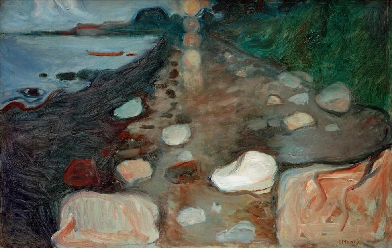 Moonlight on the beach van Edvard Munch