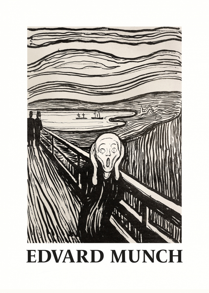 Skriet- The Scream - Monochrome Version van Edvard Munch