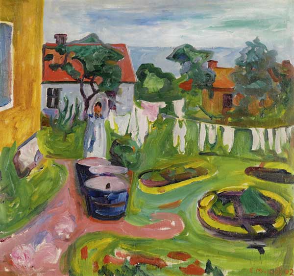 Clothes On A Line In Asgardstrand van Edvard Munch