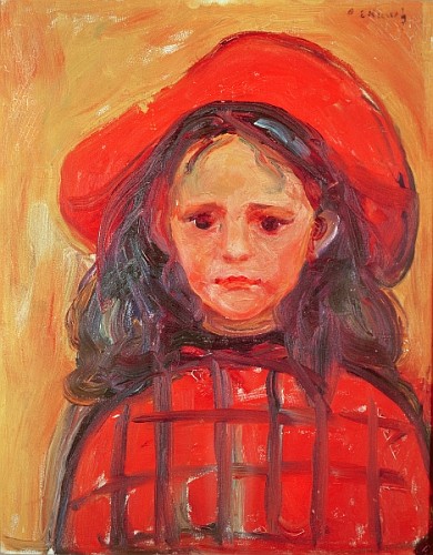 Young Girl in a Red Hat  van Edvard Munch