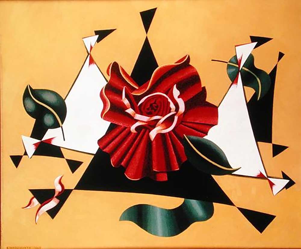 Flower Piece, Rose, 1945 van Edward Alexander Wadsworth