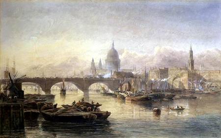 St. Paul's Cathedral and London Bridge from the Surrey Side van Edward Angelo Goodall