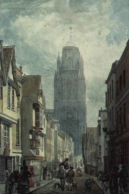 Redcliffe Street, Bristol, showing the Tower of the Church of St.Mary Redcliffe van Edward Cashin