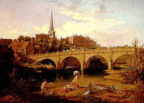 Blick auf Shrewsbury mit dem Fluß Severn van Edward Dayes