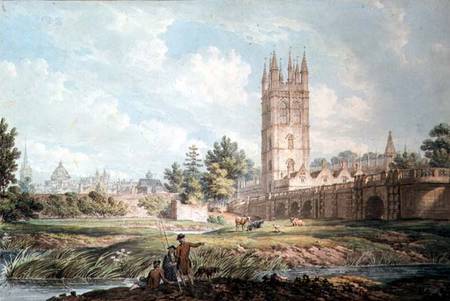 Magdalen College and Bridge, Oxford, from the River  on van Edward Dayes