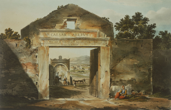 Athens , Roman city gate van Edward Dodwell