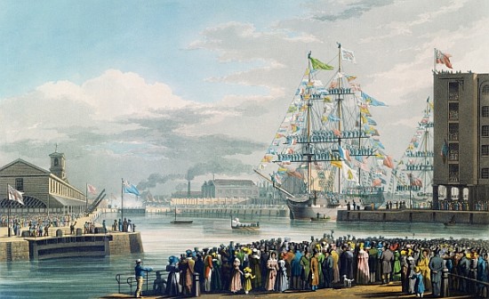 The Opening of St. Katharine Docks, Saturday the 25th October 1828 van Edward Duncan