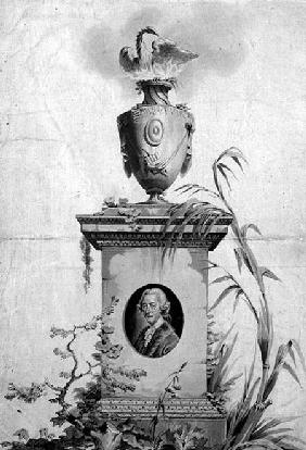 Design for the title page of the collected works of Dr Thomas Arne (1710-78) (ink and wash)