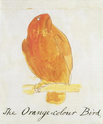 The Orange Colour Bird, from 'Sixteen Drawings of Comic Birds' (pen & ink and w/c on paper) van Edward Lear