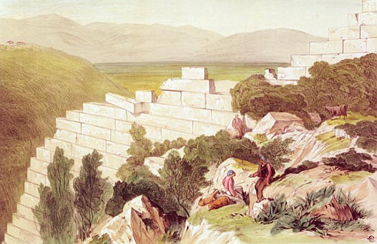 Walls of Ancient Samos, Cephalonia, 19th century (watercolour) van Edward Lear