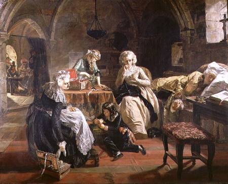 The Royal Family of France in the Prison of the Temple in 1792 van Edward Matthew Ward