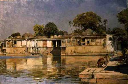 Palace and Lake at Sarkeh, near Ahmedabad, India van Edwin Lord Weeks