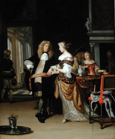 The Betrothal: A Young Couple in an Elegant Interior van Eglon Hendrick van der Neer
