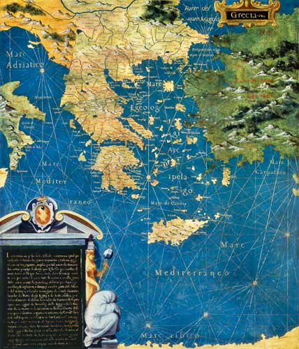 Map of Sixteenth Century Greece van Egnazio Bonsignori