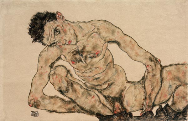 Naakt zelfportret  van Egon Schiele