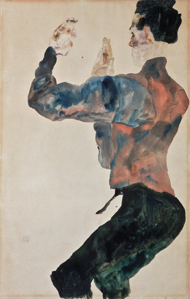 Selbstbildnis mit erhobenen Armen, Rückenansicht van Egon Schiele