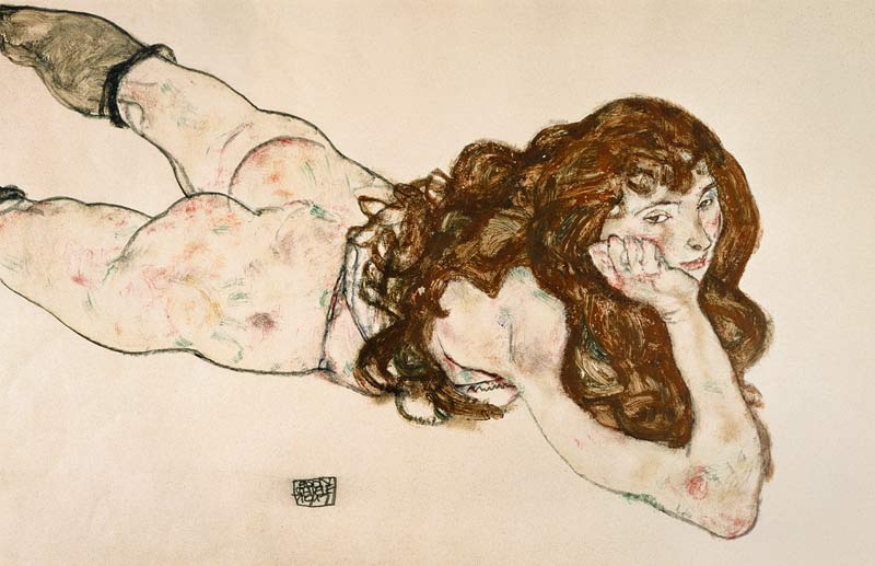 Op haar buik liggen vrouwelijk naakt - Egon Schiele van Egon Schiele