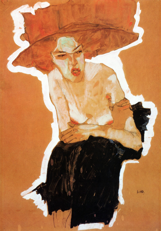 Die Hämische (Gertrude Schiele) van Egon Schiele