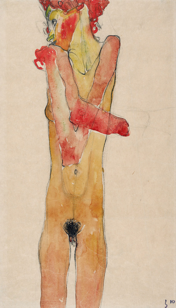 Mädchenakt mit verschränkten Armen van Egon Schiele