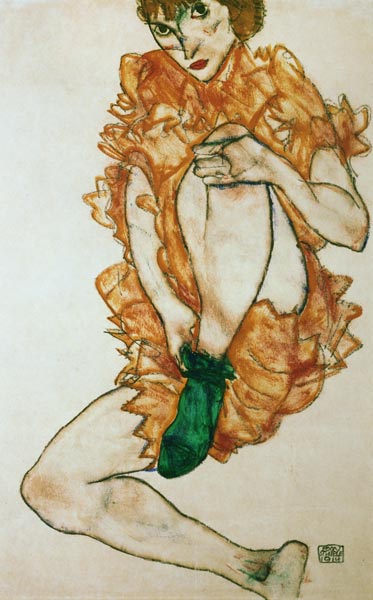 Der grüne Strumpf van Egon Schiele