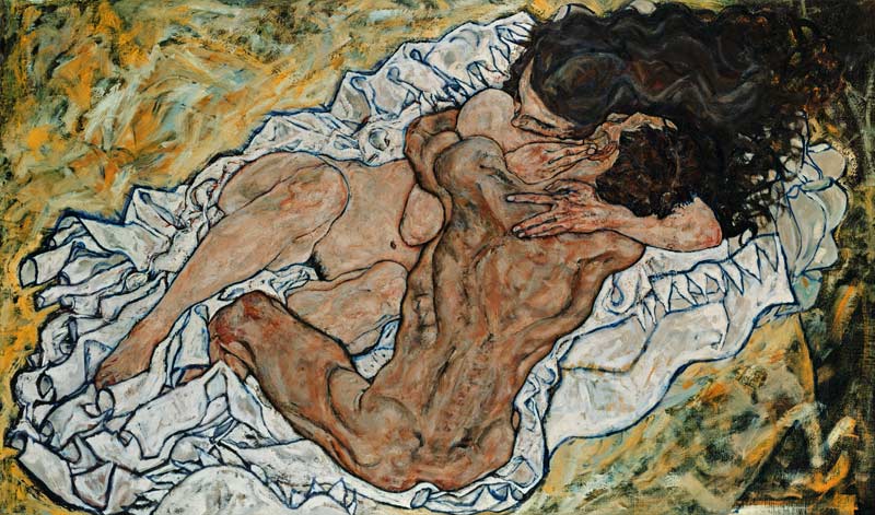 Omhelzing liefdespaar  - Egon Schiele van Egon Schiele