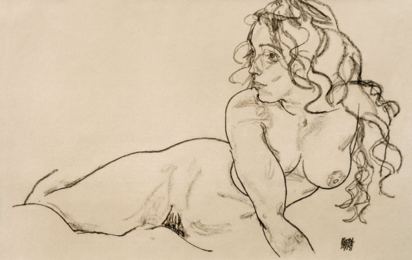 Nude Propping hs.up van Egon Schiele