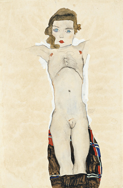 Nude Girl with Arms Outstretched van Egon Schiele