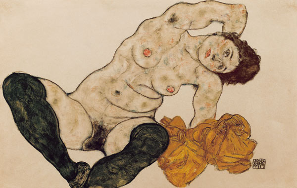 Reclining Nude w.Towl van Egon Schiele