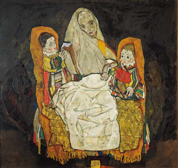 Mutter mit zwei Kindern van Egon Schiele