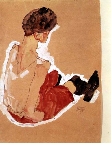 Seated Woman van Egon Schiele