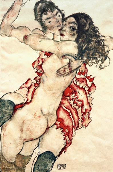 Pair of Women (Women embracing each other) van Egon Schiele