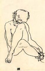 Sitzender Akt mit gekreuzten Beinen van Egon Schiele