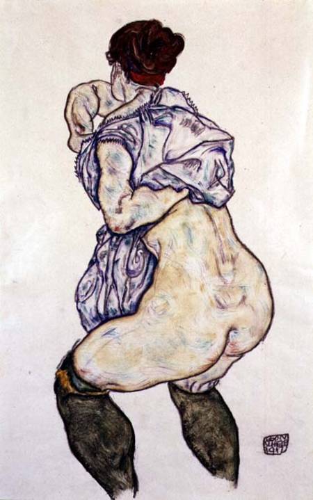 Woman Undressing van Egon Schiele