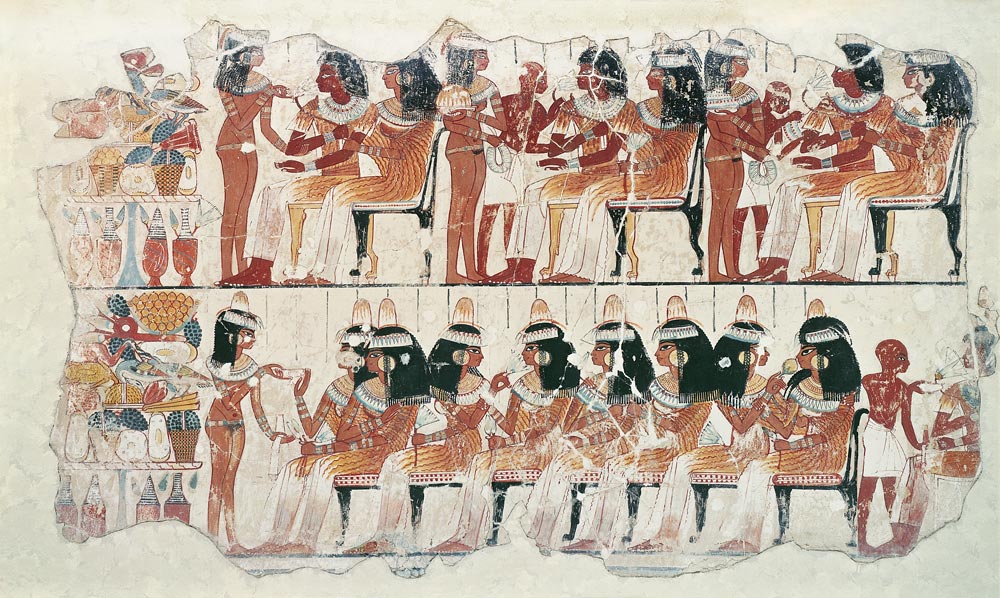 Banquet scene, from Thebes van Egyptian