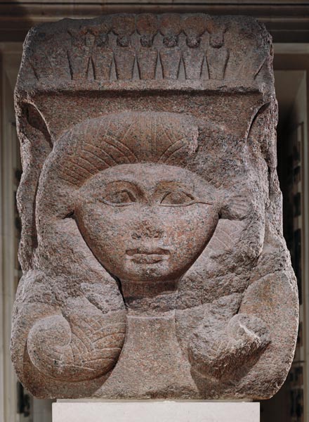 Capital with the head of Hathor usurped by Osorkon II (c.883-855 BC) from Bubastis, Middle Kingdom van Egyptian