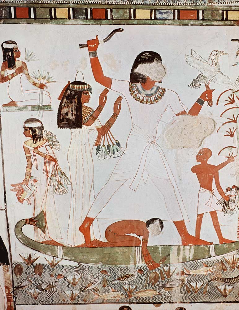 Fishing and fowling in the marshes, detail from the Tomb Chapel of Menna, New Kingdom van Egyptian