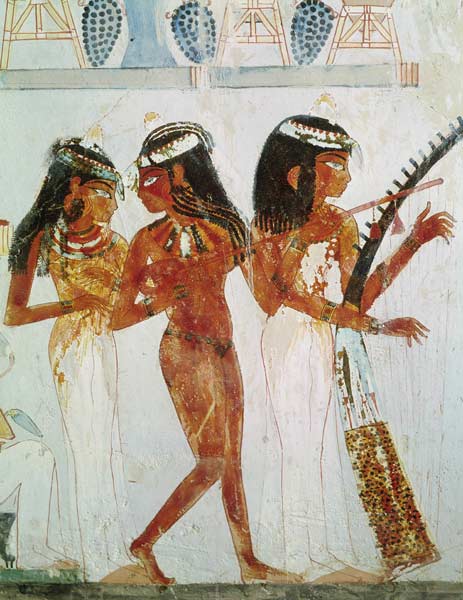 Musicians and a Dancer, from the Tomb of Nakht, New Kingdom van Egyptian