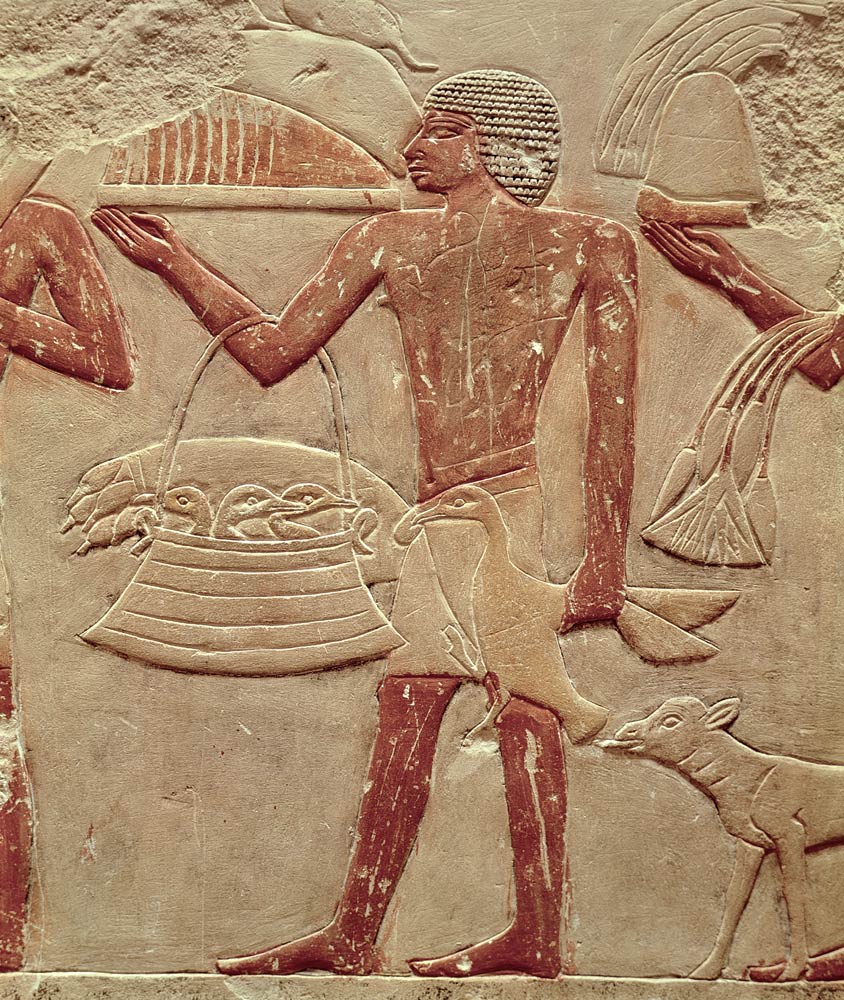 Relief depicting a porter with a basket of fledglings, from the Tomb of Princess Idut, Old Kingdom van Egyptian