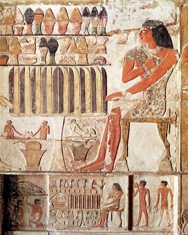 The deceased in front of a table of food, Egyptian, Old Kingdom van Egyptian
