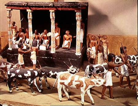 Funerary model of a census of livestock, from the Tomb of Meketre, Thebes, Middle Kingdom van Egyptian