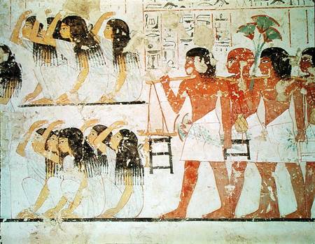 Group of mourners in the funeral procession of Ramose, from the Tomb Chapel of Ramose, New Kingdom van Egyptian