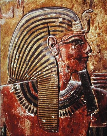 The head of Seti I (r.1294-1279 BC) from the Tomb of Seti, New Kingdom van Egyptian