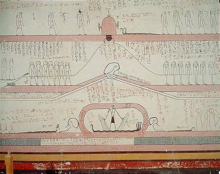 Scene from the Book of Amduat showing the journey to the Underworld, New Kingdom van Egyptian