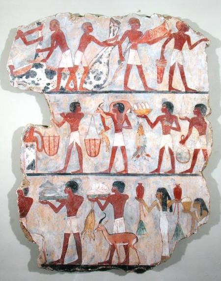 Scene of butchers and servants bringing offerings, from the Tomb of Onsou van Egyptian