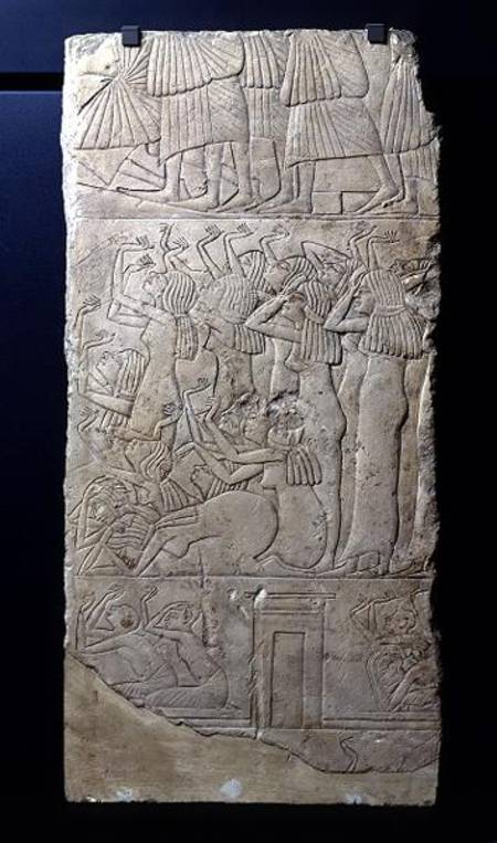 Scene of lamentation during a burial, from Sakkara, New Kingdom van Egyptian
