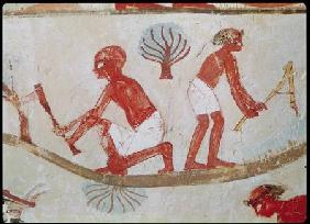 Labourer and Lumberjack at Work, from the Tomb of Nakht, New Kingdom