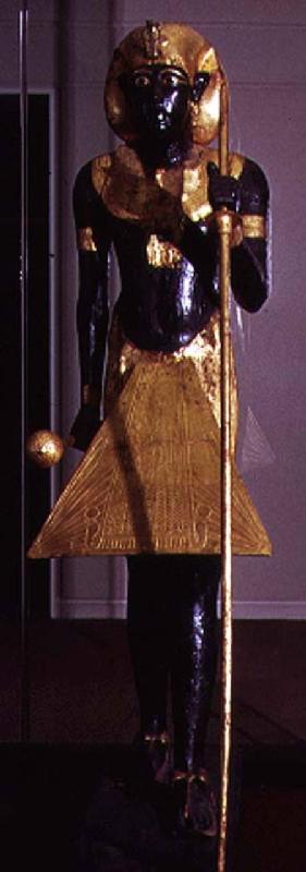Life size statue of Tutankhamun from the Tomb of Tutankhamun (c.1370-1352 BC) New Kingdom  gilded br