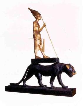 Statuette of the king upon a Leopard. from the Tomb of Tutankhamun (c.1370-1352 BC) New Kingdom (woo