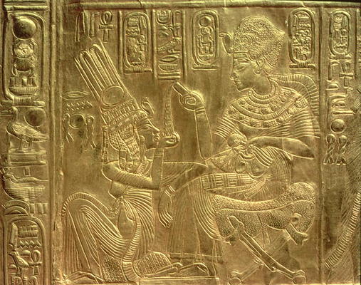 Detail from the Golden Shrine, Tutankhamun's Treasure (wood overlaid with a layer of gesso and cover van Egyptian 18th Dynasty
