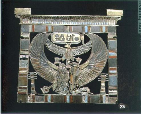 Pectoral of Ramesses II (c.1290-1224 BC) New Kingdom (gold, glass & turquoise) (see also 55440) van Egyptian 19th Dynasty